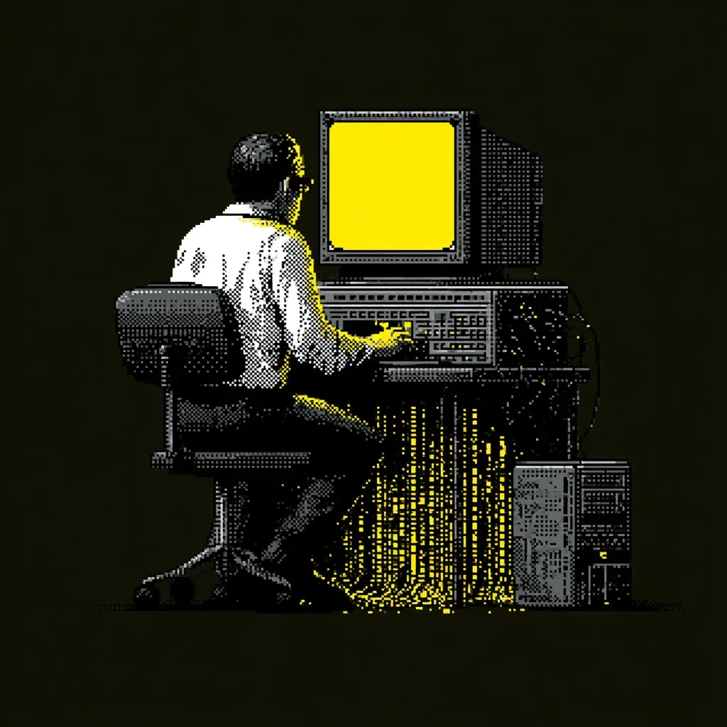 A retro computer terminal representing answers at the ready